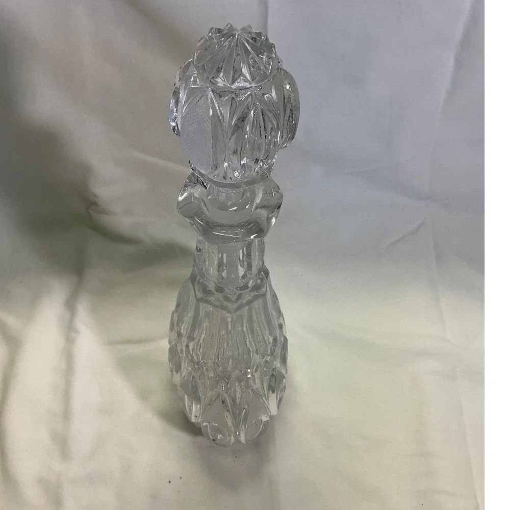 Vintage Cut Glass Crystal Decanter with Stopper Barware 12.5 Inch Clear